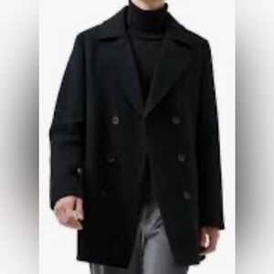 H&M Men's Black Double-Breasted Coat size 38R